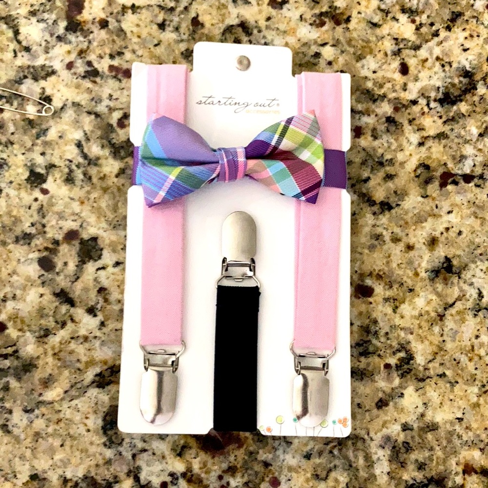 NWT STARTING OUT ACCESSORIES BOW TIE AND SUSPENDERS LITTLE BOY/ INFANT